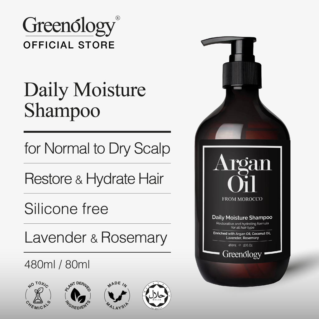 Greenology Natural Argan Oil Daily Moisture Shampoo Dry Hair Damaged ...