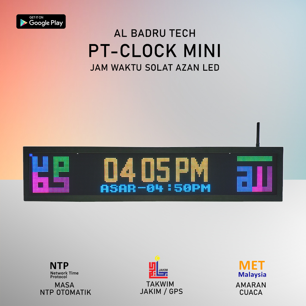 Jam Azan Digital Waktu Solat LED Prayer Time Clock Jam Waktu Solat