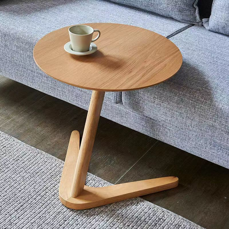 Solid Wood Sofa Side Table with V Shaped Legs Mini Bedside Table 50cm