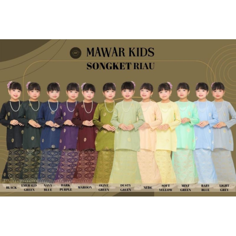 HOT ITEM SONGKET RIAU MAWAR KIDS | KURUNG RIAU BUDAK SONGKET TENUN GOLD ...