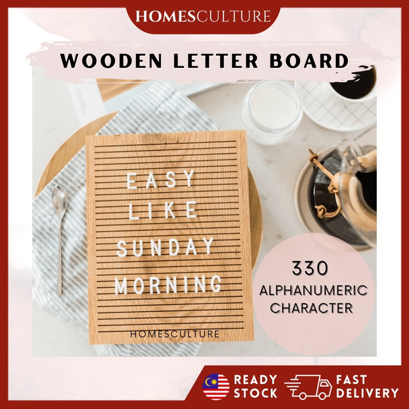 Wooden Letter Board Wood Display Message Board with Letters and Stand