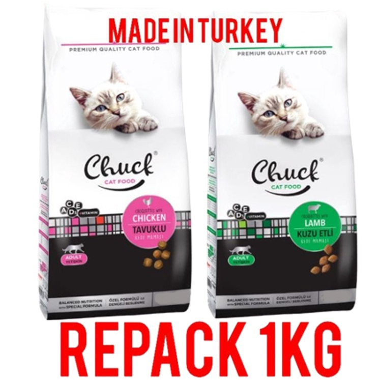REPACK (1KG) CHUCK PREMIUM CAT DRY FOOD (Lamb / Chicken Flavour)(MADE