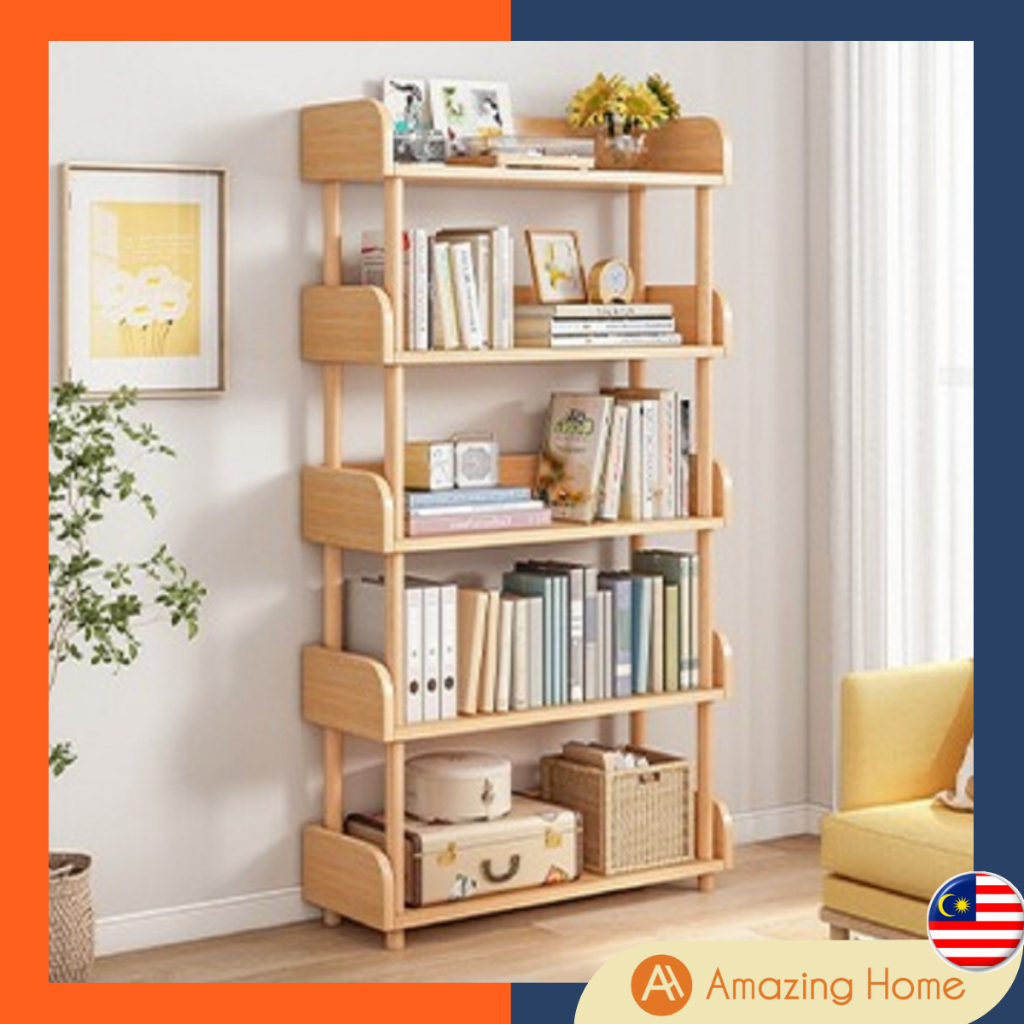 AmazingHome Bookshelf Bookcase Rak Buku Display Rack Decorative Shelf ...