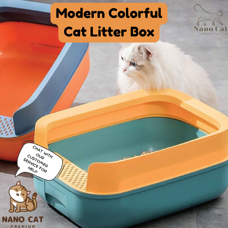 High Fence Antispill Cat Litter Box / Cat Toilet / Modern Colorful