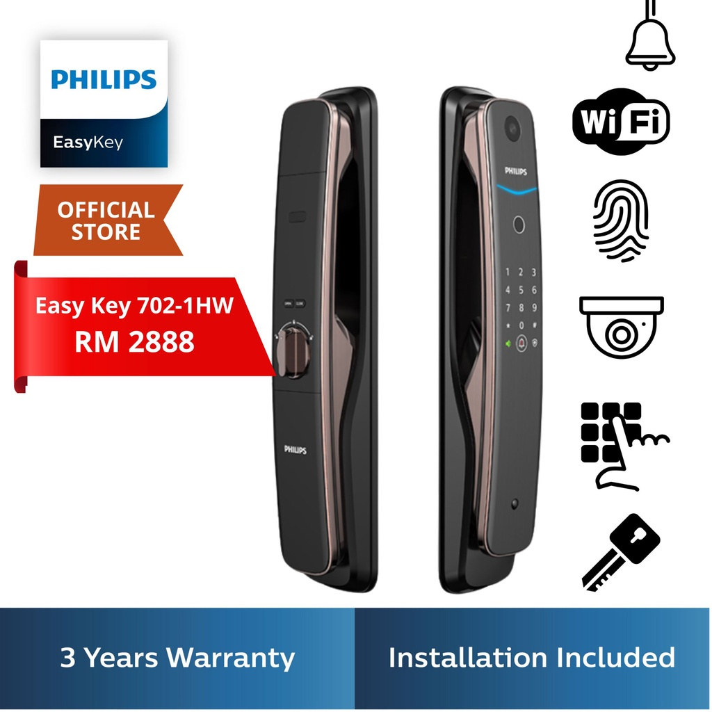 New Launch Philips Digital Lock Easy Key 7021HW [Includes Installation