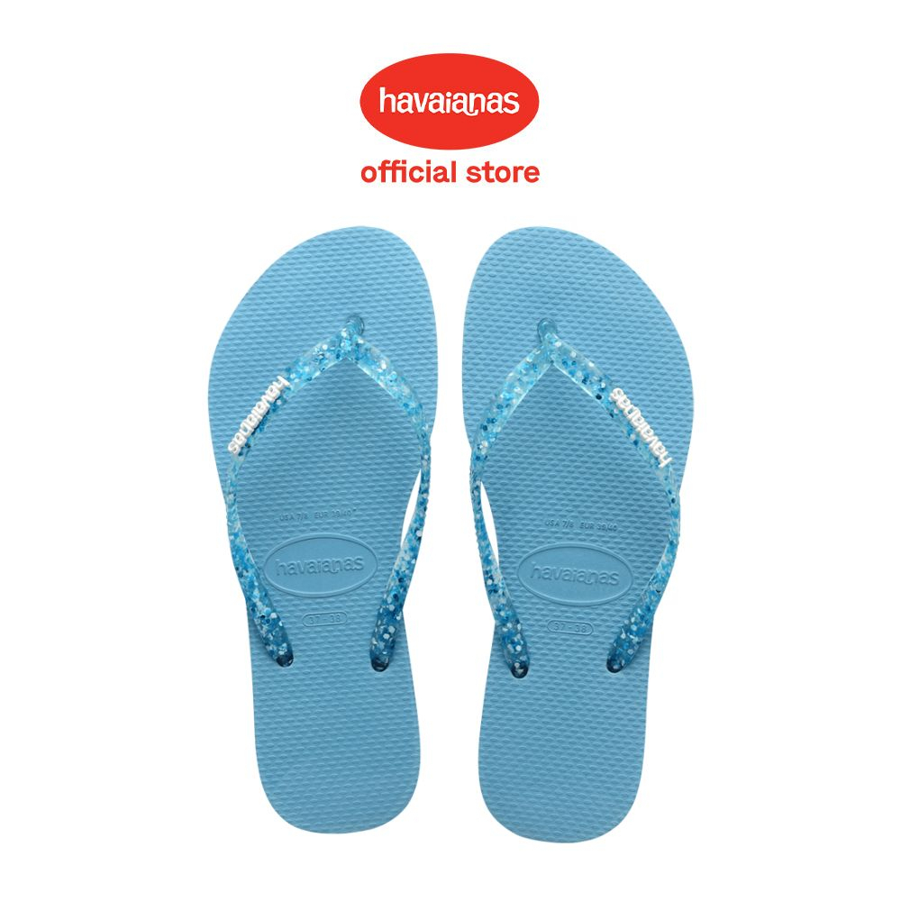 Havaianas Women Slim Logo Metallic Flip Flops Tranquility Blue