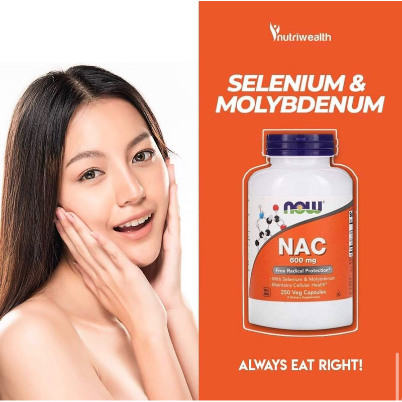 Now Foods NAC NAcetyl Cysteine 600mg 100caps Liver Detox Alcohol Lower