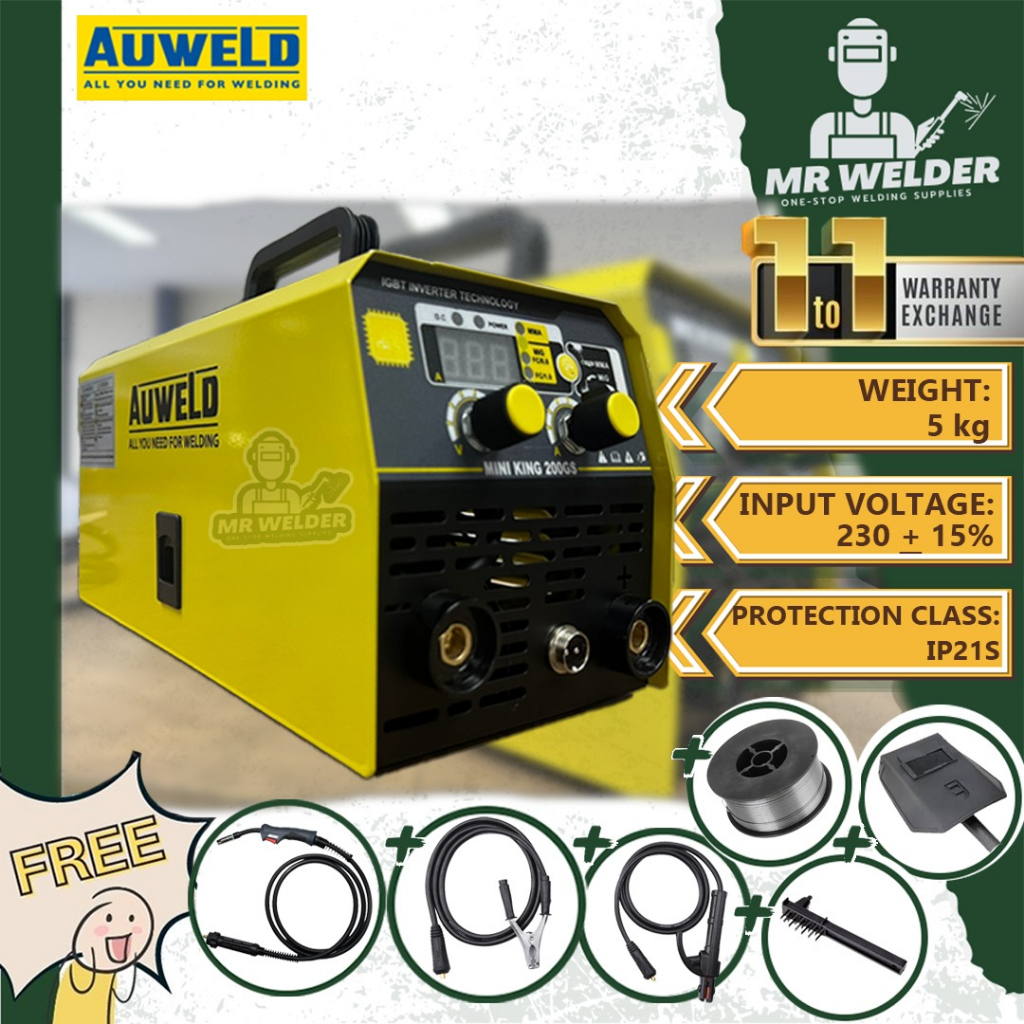 AUWELD MINI KING 200GS WELDING MACHINE MIG MMA 2 in 1 Gasless MIG