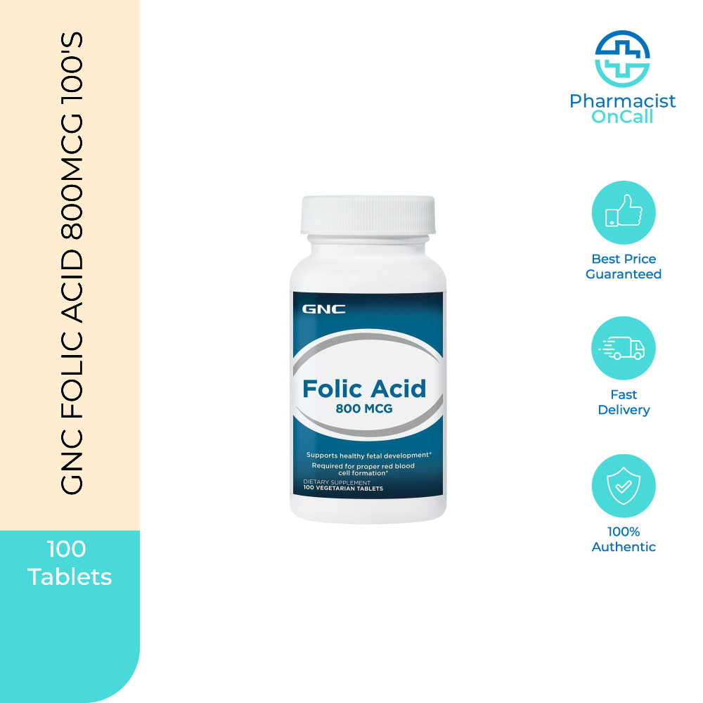 Gnc Folic Acid 800mcg 100 S Shopee Malaysia