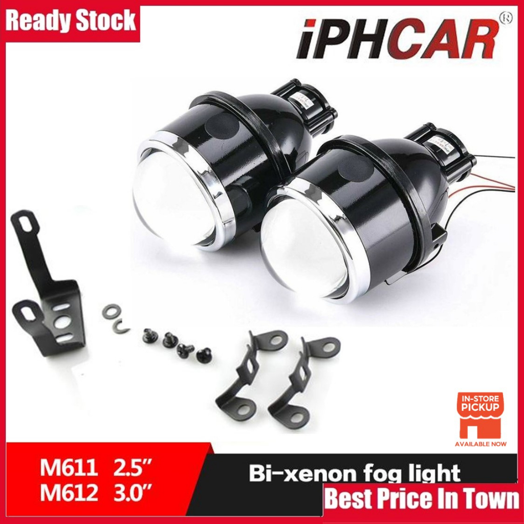 2.5” Bi-Xenon Projector Lens Retrofit Kit – H11 Fog Lights, High/Low Beam, Glass Lens, Ballast Included, Universal