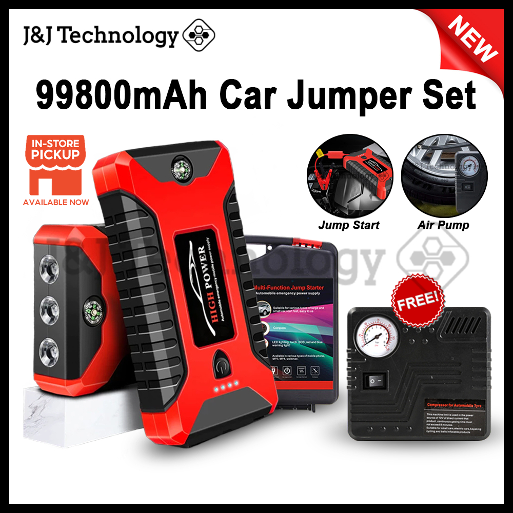 JNJ Technology 99800mAh 12V Car Jumper Car Tyre Car Pump Starter Booster Car  Emergency Jump Start Power Bank Tayar 充电宝