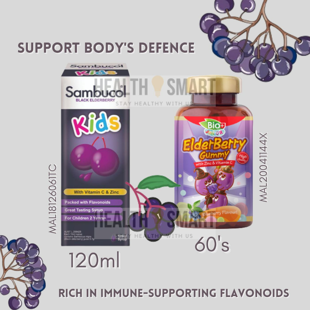 Kids Black Elderberry Supplement - Sambucol Kids With Vitamin C & Zinc ...