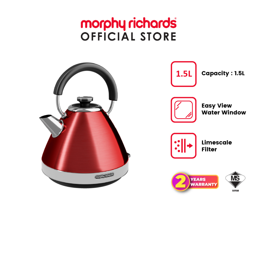 Morphy Richards Venture Pyramid Kettle 1.5L (Red) 100133 Shopee
