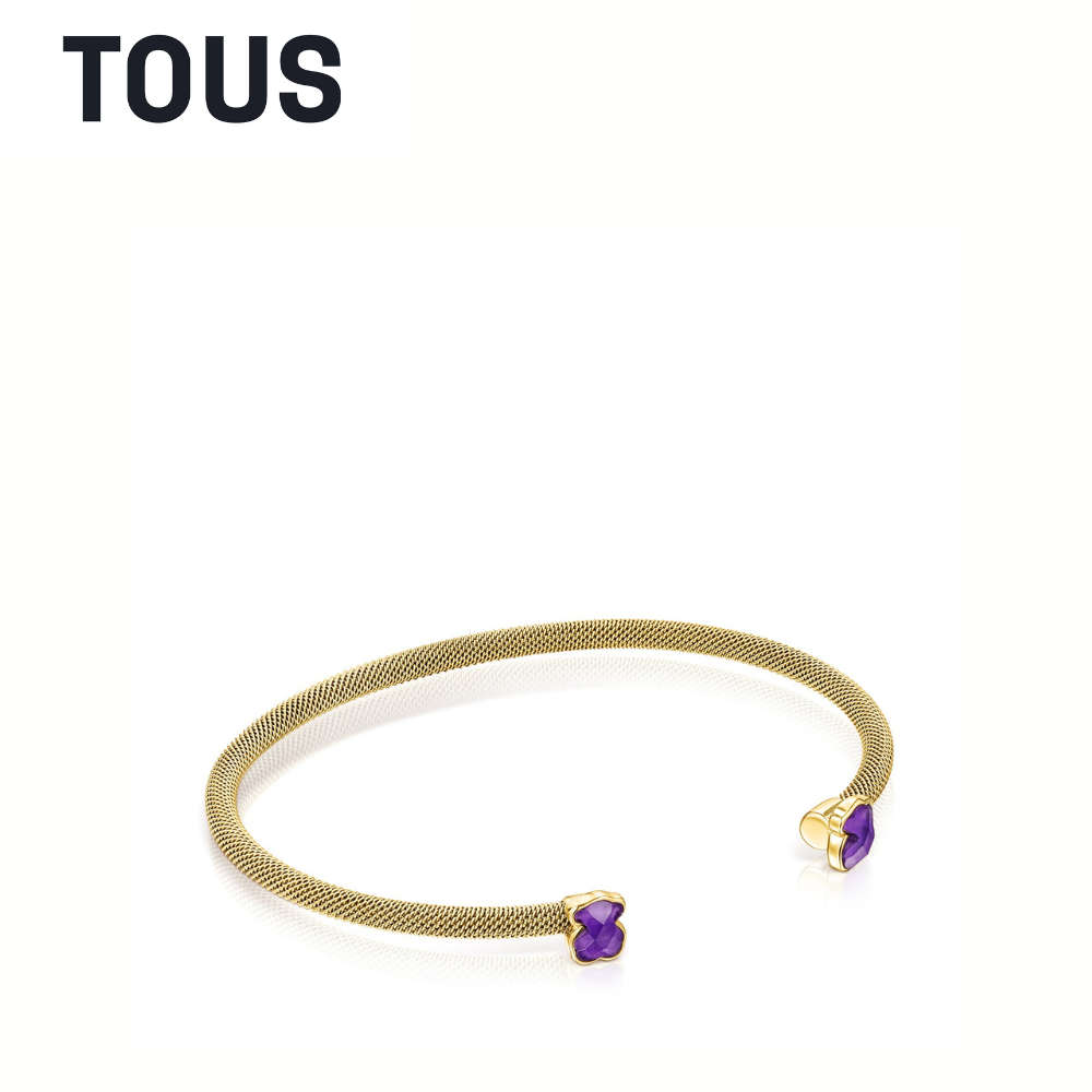 TOUS Mesh Fine Color IP Steel/Gold Bracelet with Amethyst | Shopee Malaysia