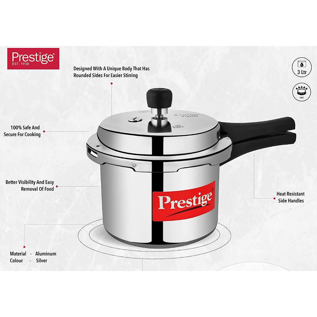 Prestige Popular Aluminium Pressure Cooker, to 10L - Main Image
