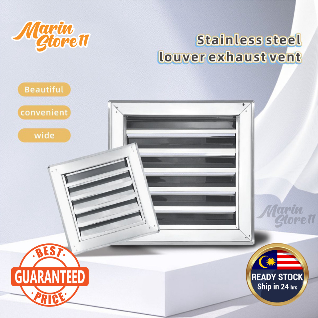 Stainless Steel Louver Exhaust Vent fan Cover Aluminum Frame Bingkai ...