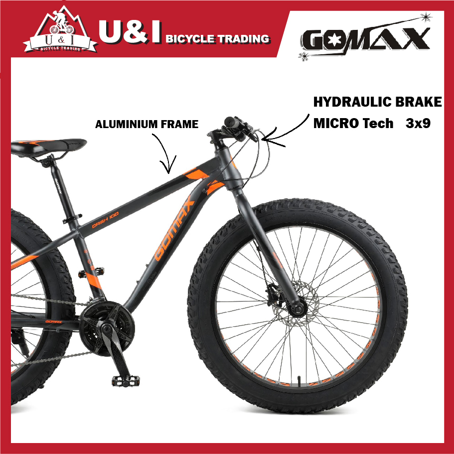 GOMAX DASH 100 27 SPEED HYDRAULIC DISC BRAKE 26 FAT BIKE 2678 COME WITH FREE GIFT