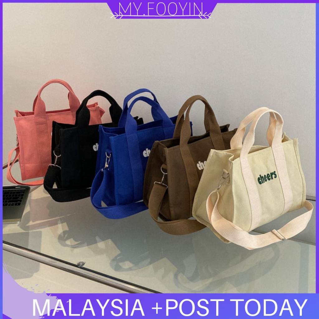 N313 READY STOCK MYFOOYIN Korean Style Tote Bag Canvas Bag Shoulder Bag ...