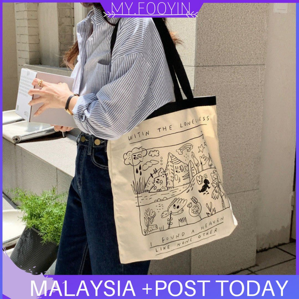 N322 READY STOCK MYFOOYIN MYFOOYIN Korean Shoulder Bag Canvas Bag Tote ...