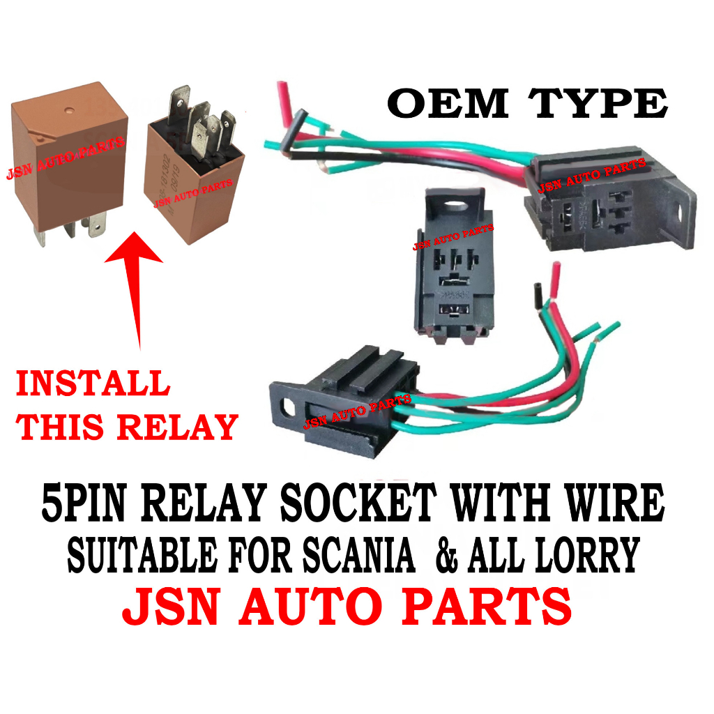 5PIN RELAY SOCKET WITH WIRE OEM TYPE SUITABLE FOR SCANIA & ALL CAR ...