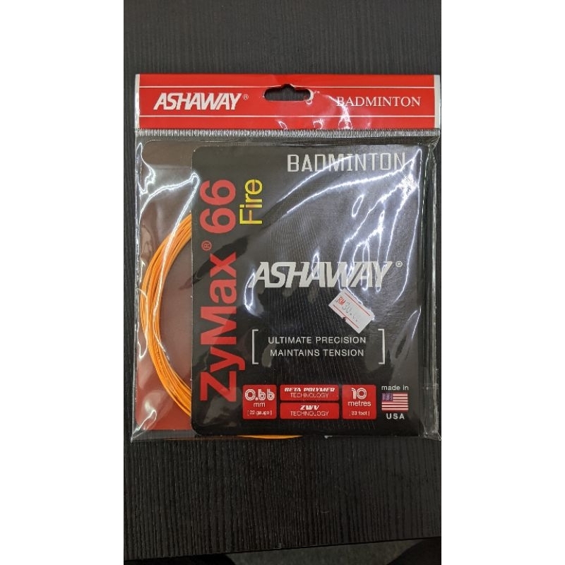 Ashaway ZyMax 66 Fire Power Badminton String Reel – Fire Orange | 0.66mm Gauge, 10 Meter Reel For Control & Power