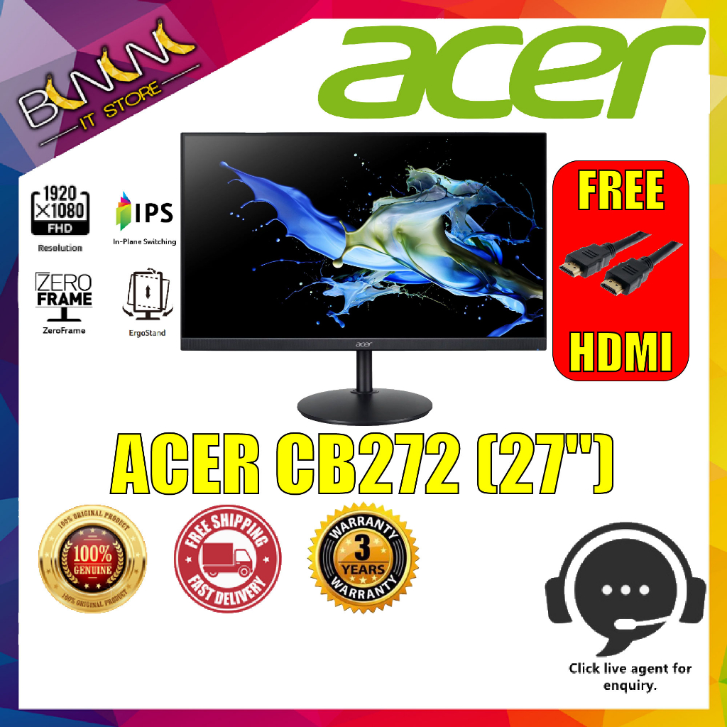 ACER CB272 / CB272E 27" FHD IPS 1MS FHD AMD FREESYNC MONITOR | Shopee ...