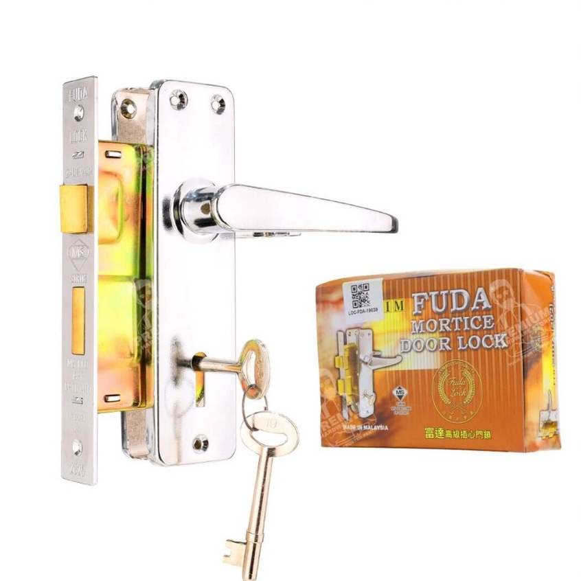 FUDA 2 LEVER MORTICE LOCK Mortise Grill Door 2 Lever Handle Lock Kunci ...