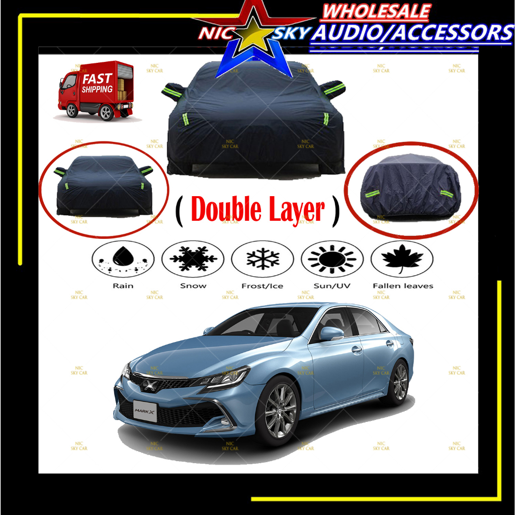 Toyota Mark-X 2023 190T Black Zipper Design Jet Protection Car Cover ...
