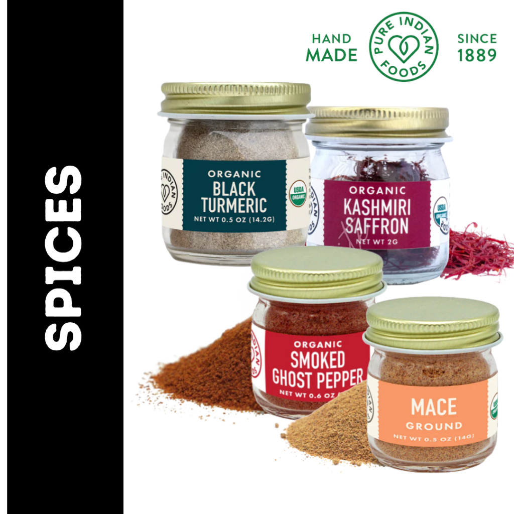 Pure Indian Foods Organic Black Turmeric / Kashmiri Saffron / Smoked