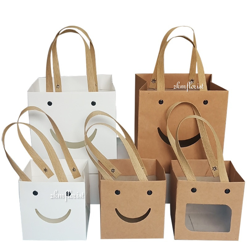 WINDOW PAPER BAG Buckle Gift Paper Bag With Transparent Window For