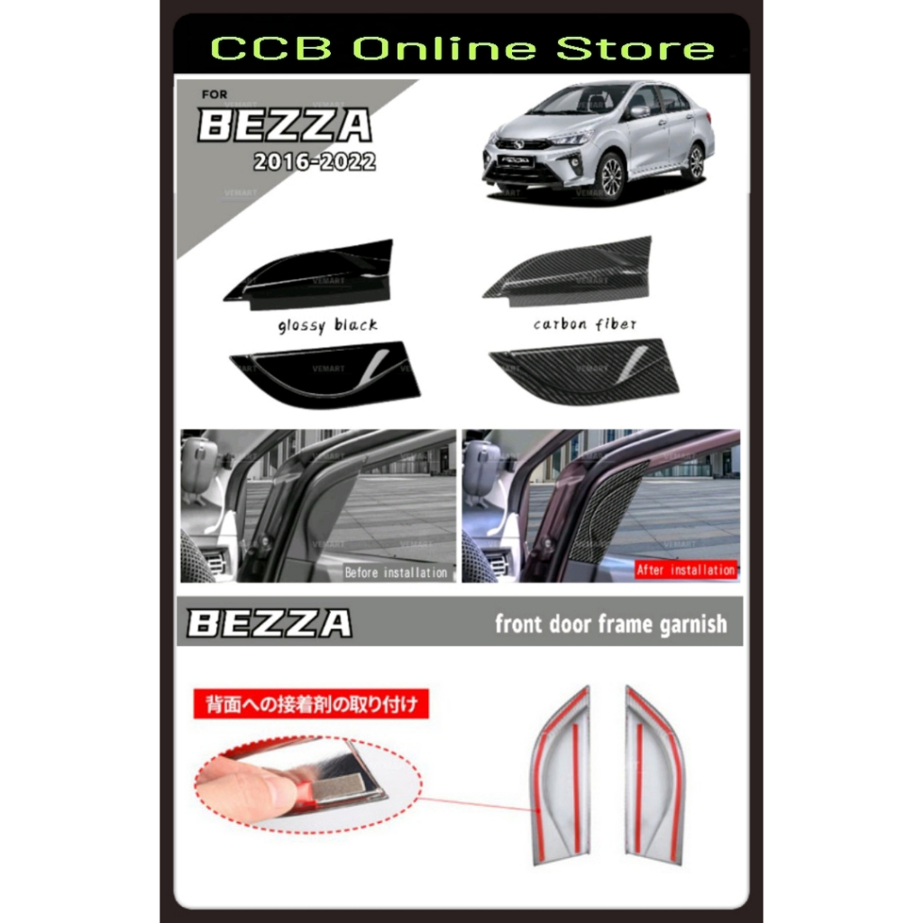 Perodua Bezza 2016-2023 Door Trim Frame Cover Garnish - Carbon Fiber ...