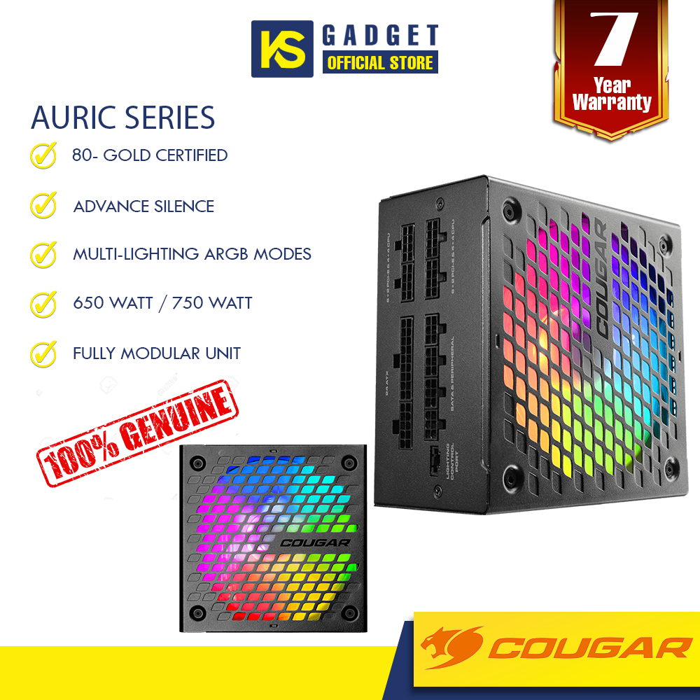 Cougar AURIC 650 | AURIC 750 80+ Gold Full Modular with aRGB Fan Power ...