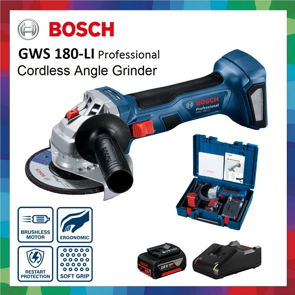 BOSCH 18V Cordless Angle Grinder BRUSHLESS GWS180LI GWS 180LI Shopee Malaysia