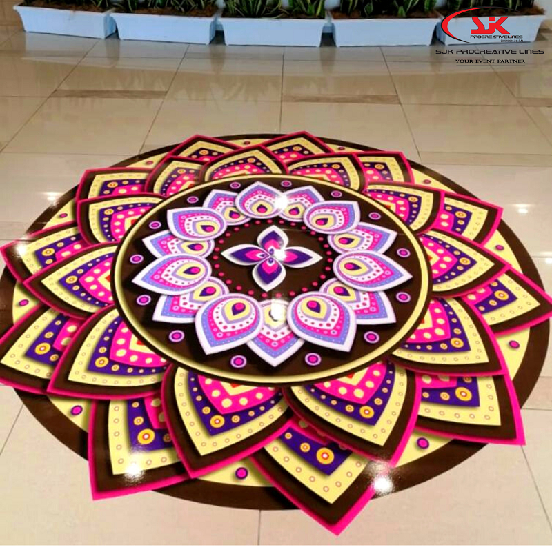 SJK DEEPAVALI / DIWALI 3D RANGOLI KOLAM STICKER 8FT x 8FT WATERPROOF ...