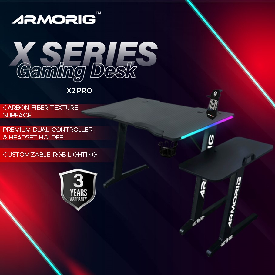 ARMORIG - X SERIES - Computer Desktop RGB Lighting Modern Gaming Desk ...