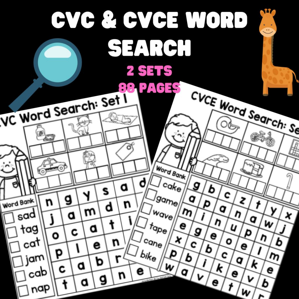 481 (PDF) CVC CVCE word search worksheet Kindergarten Preschool English ...