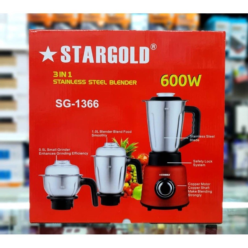 STARGOLD 600 Watts Mixer Grinder with 2 Stainless Steel