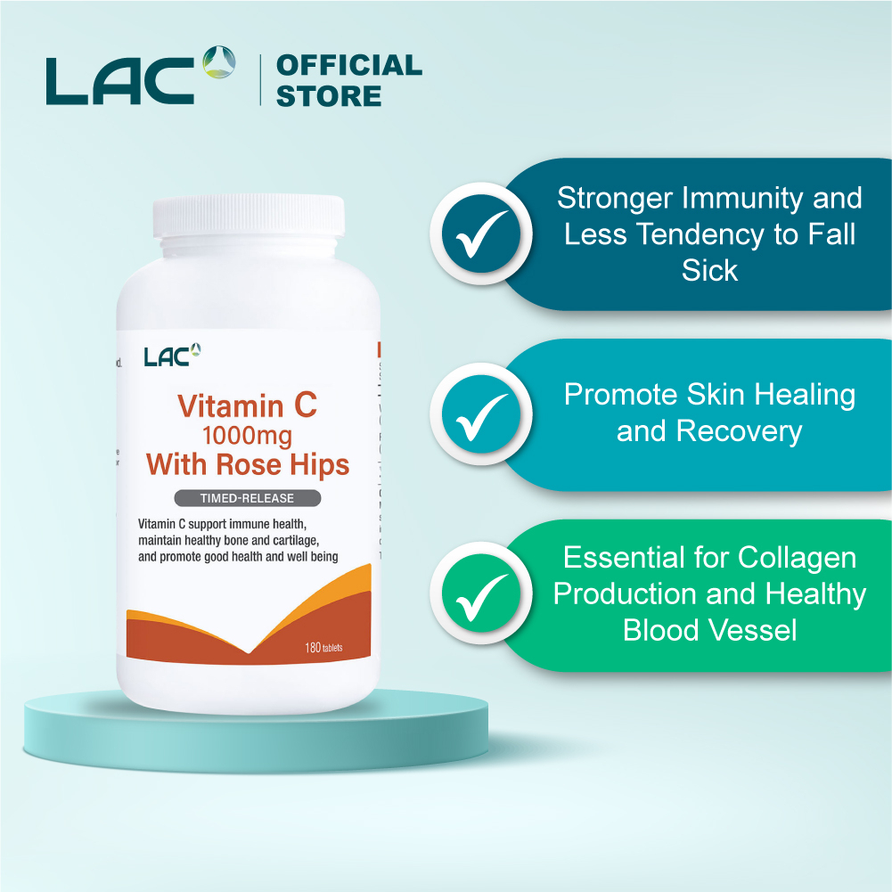 LAC Vitamin C 1000mg With Rose Hips (180 Tablets) [Exp Feb 2027 ...