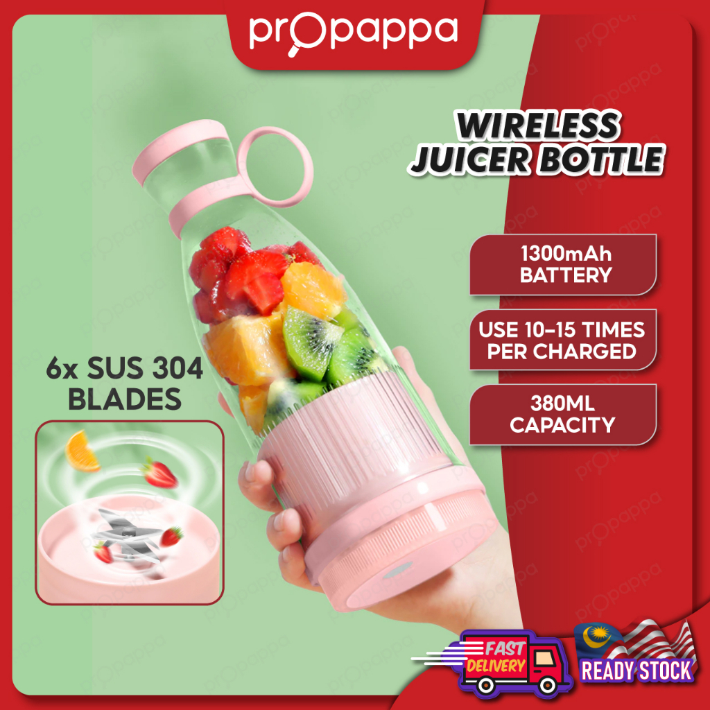 Propappa Portable Electric Juicer Blender 6 Blade Rechargeable Fruit