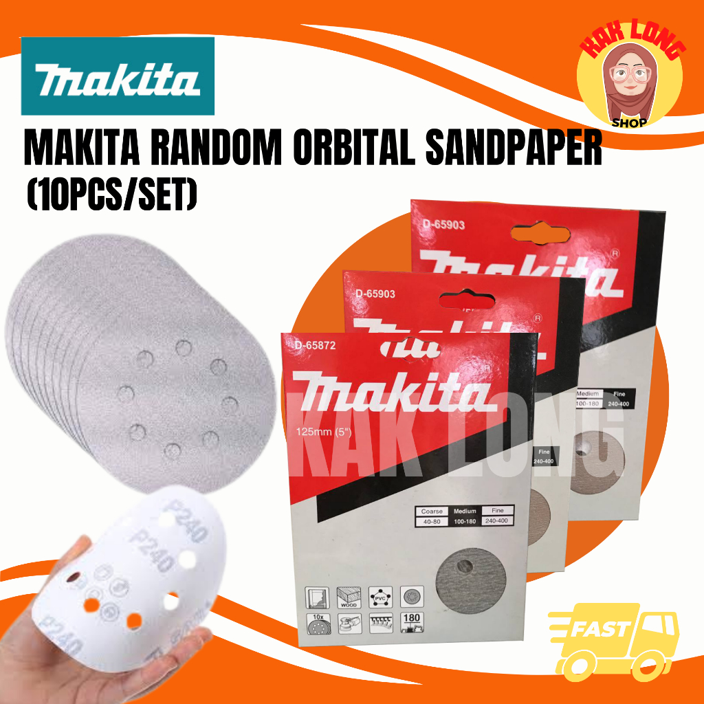 MAKITA RANDOM ORBITAL SANDPAPER ( 10PCS/SET) ( 180400) Shopee Malaysia