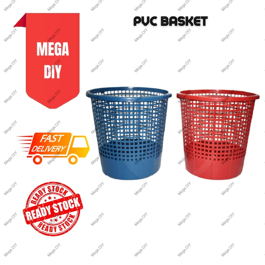 PVC Waste Paper Basket Dustbin Garbage Bin Trash Bin Tong Sampah