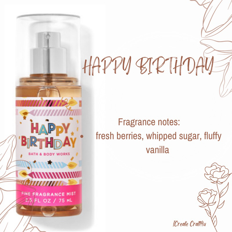 HAPPY BIRTHDAY BODYMIST ORIGINAL BATH AND BODY WORKS (repack 10ml ...