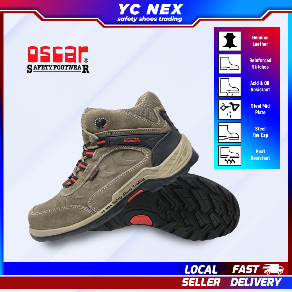 Safety Shoes Oscar Safety Shoes Explorer 127 Olive Lace Up Mid Cut