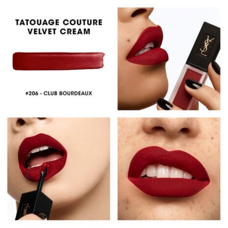 YSL TATOUAGE COUTURE VELVET CREAM LIPSTICK 206 Club Bordeaux Shopee Malaysia