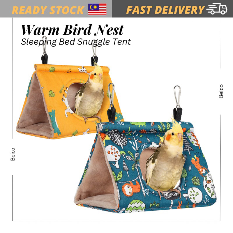 Winter Warm Bird Nest House Bird Bed, Bird Hut Hideaway for Cage, Plush Fluffy Shed Hut Hanging