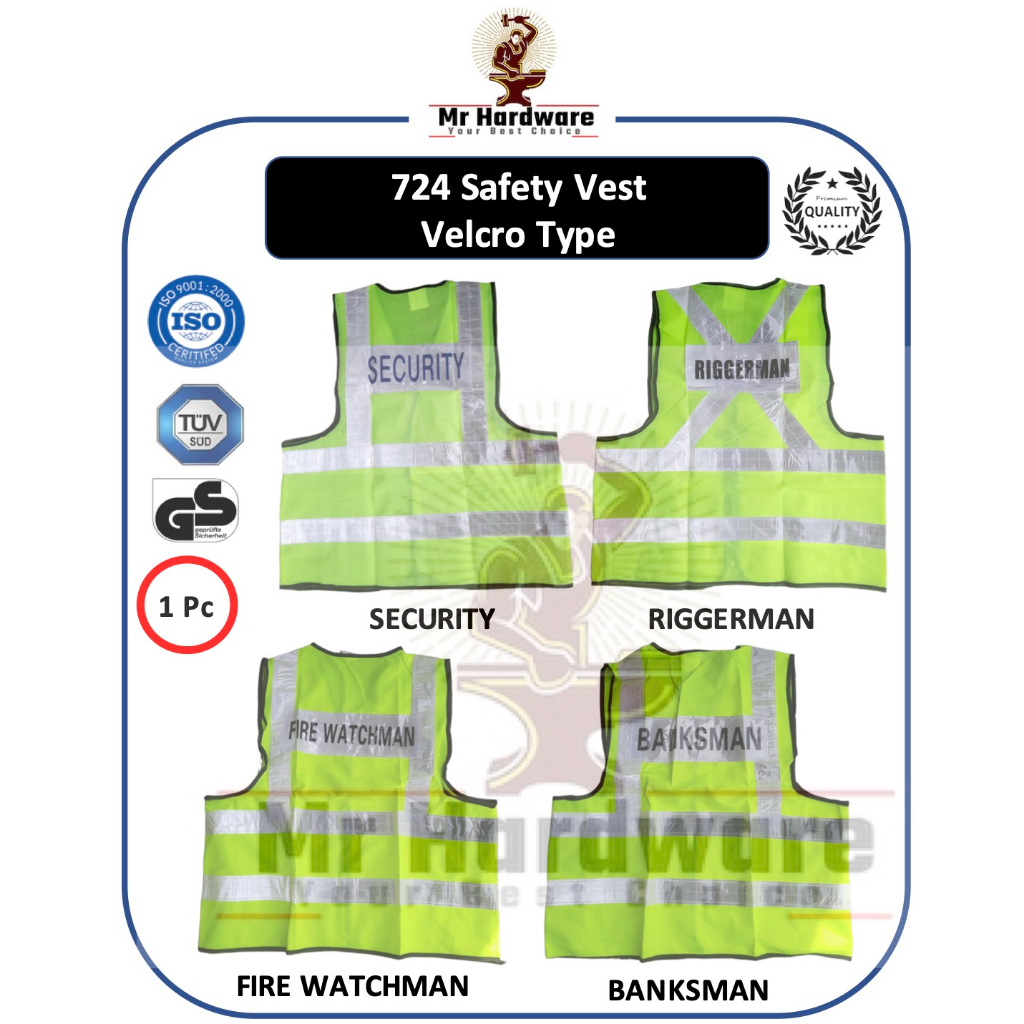 724 Safety Vest Reflective Strip Coat with Words Velcro Type / SECURITY