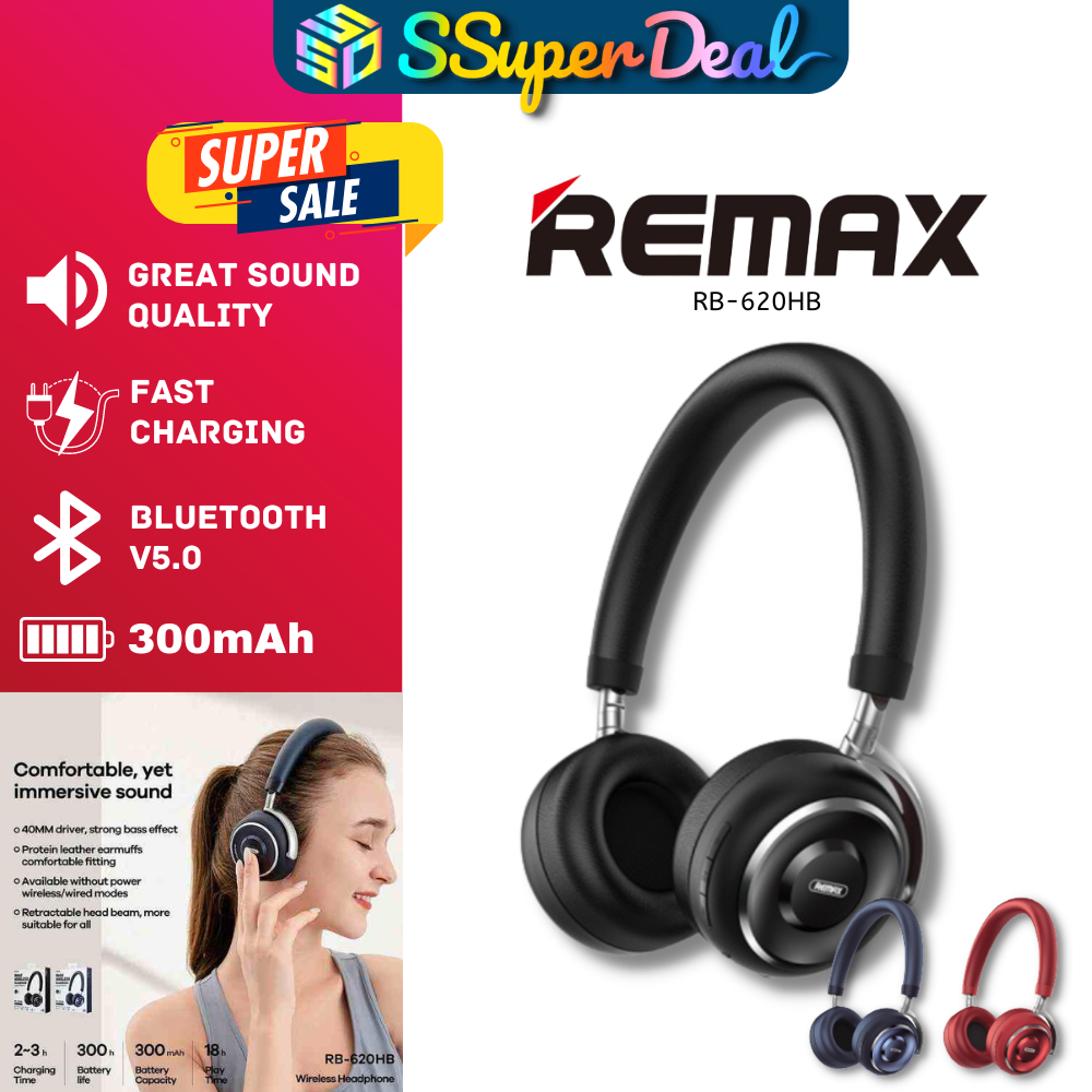 Remax RB-620HB Wireless Bluetooth Original Stereo Headphone | Shopee ...
