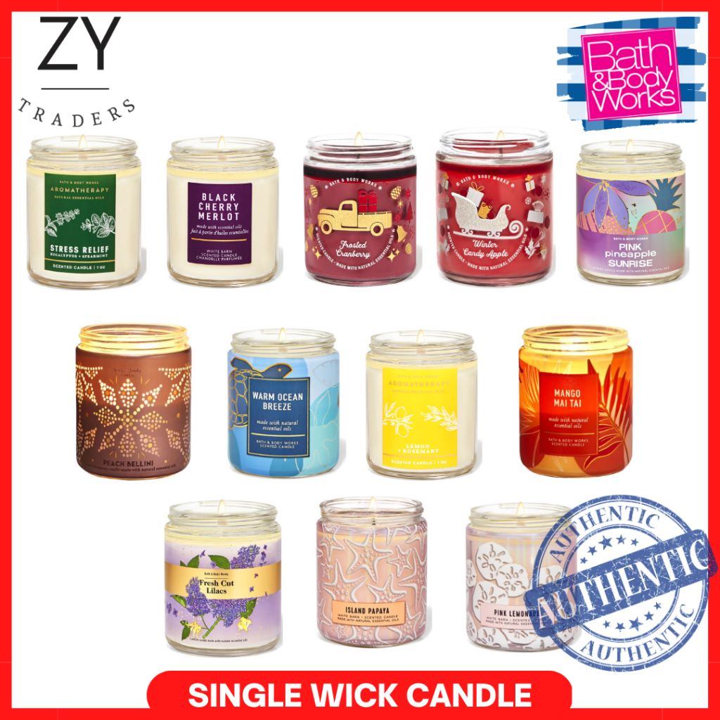Bath Body Work Sale BBW Single Wick Candle Scented Candle 100%
