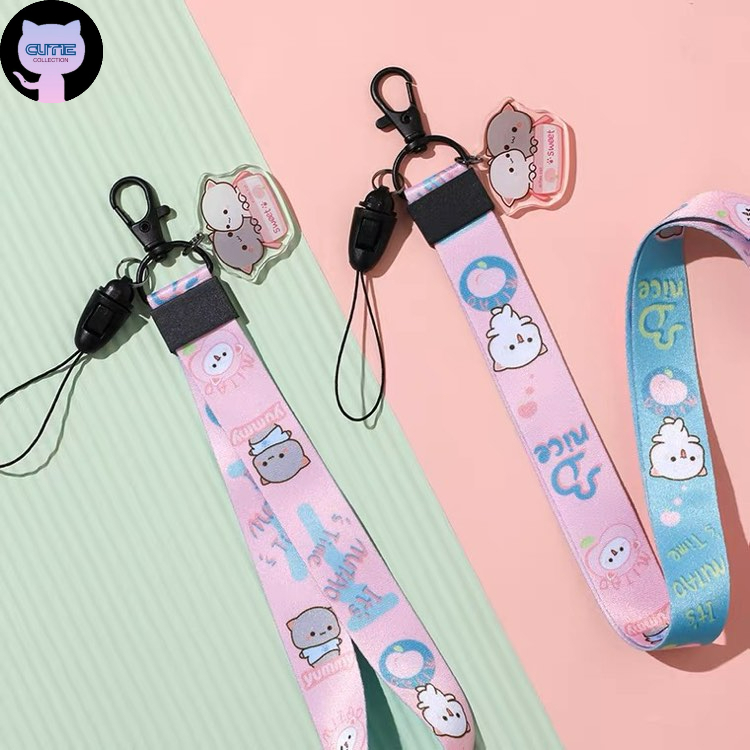 [Malaysia Ready Stock]Mochi Peach & Goma Cat Phone Buckle Lanyard With ...