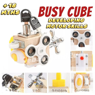 Busy Cube, Motor Skills Cube, Play Cube, Fitget Wooden Toy